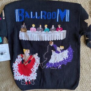 NWT Design Options Women's Black Dance-Themed Sweater Cardigan